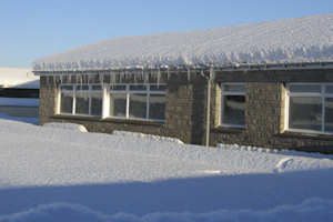 Dunning Clubhouse snow and ice